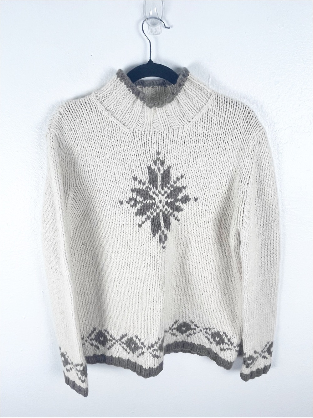 LAIREN RALPH LAUREN Hand Knit Wool Alpaca Blend Sweater Small Fair Isle Boho